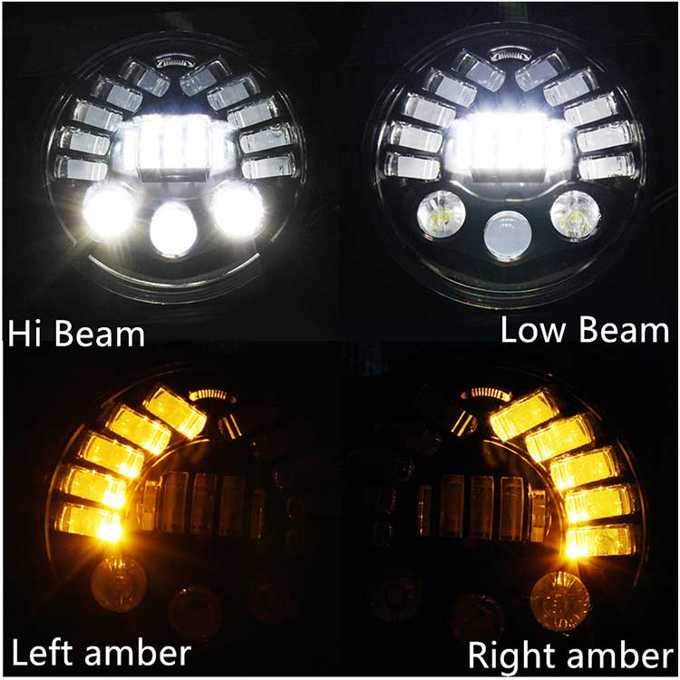 7'' 50W LED Headlight With Turn Light - Black