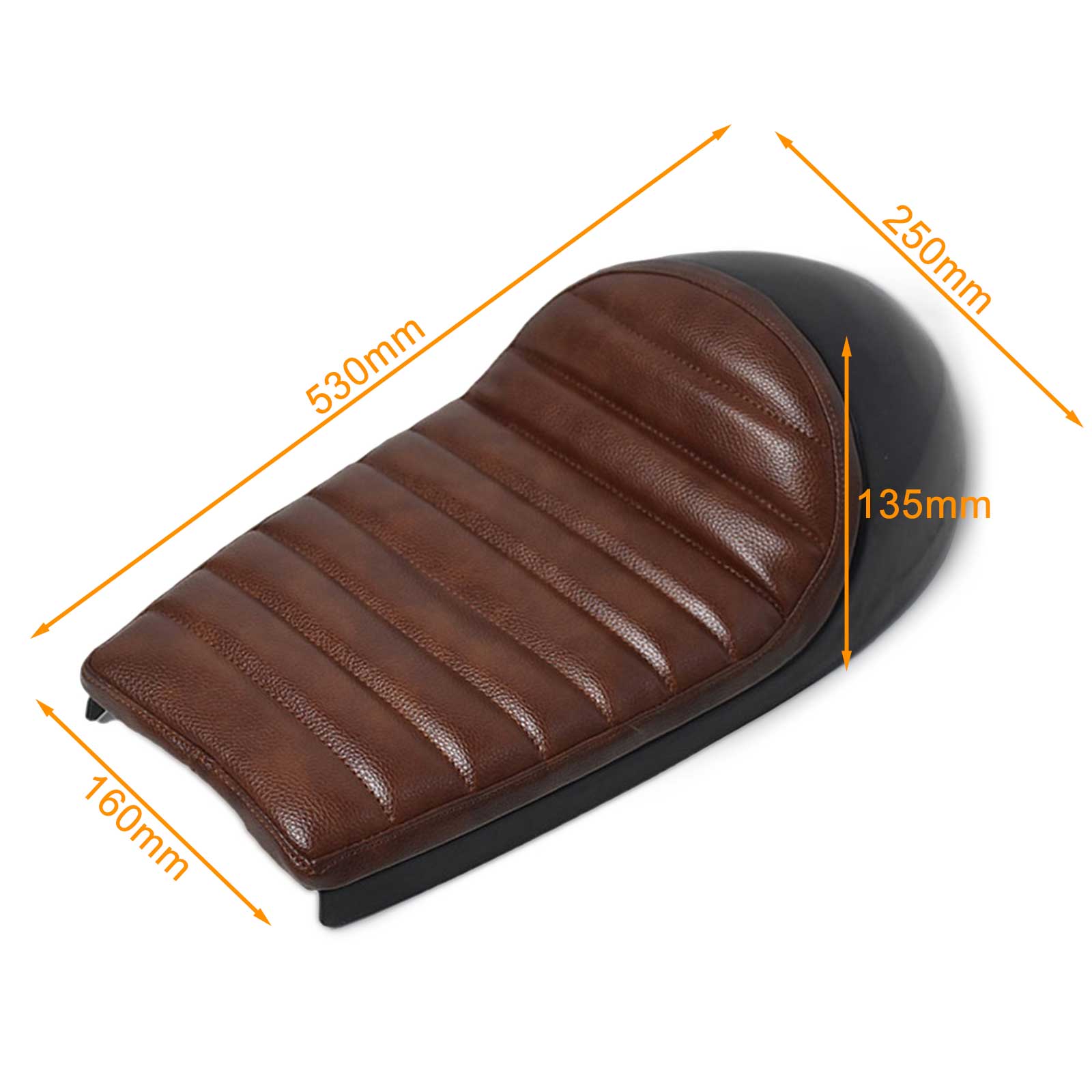 53cm Brown Cafe Racer Hump Seat  - Gloss Black