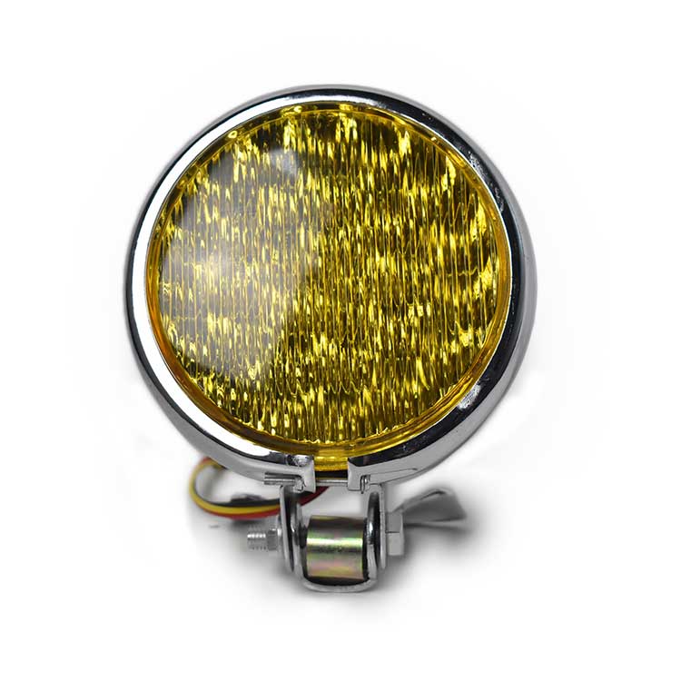 5'' Vintage LED Headlight - Chrome & Yellow