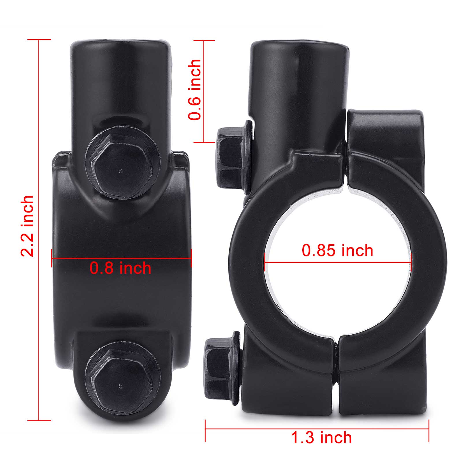 8mm Colockwise Black Motorcycle Mirror Mount Clamp