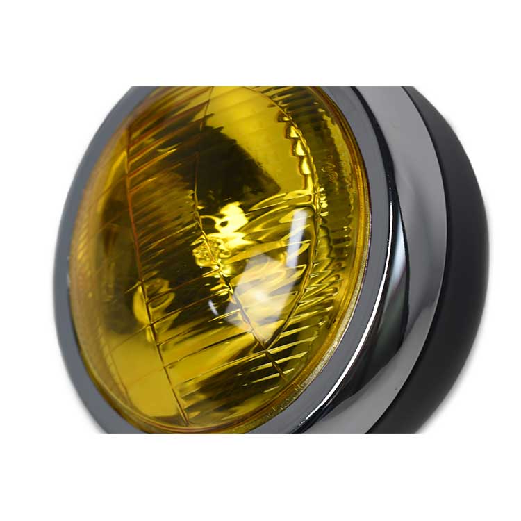 6.3'' Retro Halogen Motorcycle Headlight - Black & Yellow