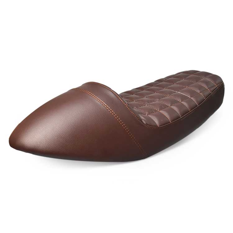 Square Stitched SR Virago 750 Cafe Racer Seat - Chocolate