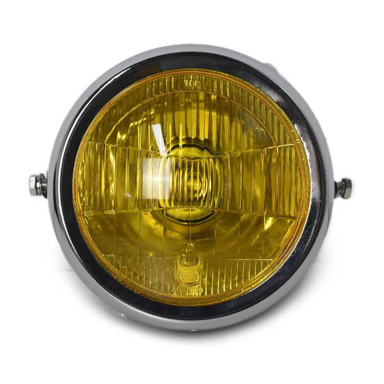 6.3'' Retro Halogen Motorcycle Headlight - Black & Yellow