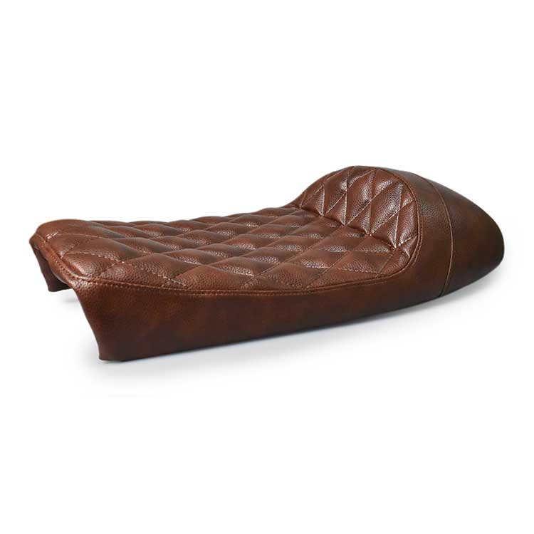 Diamond Stitched Cafe Racer Hump Seat Type 2 - Brown