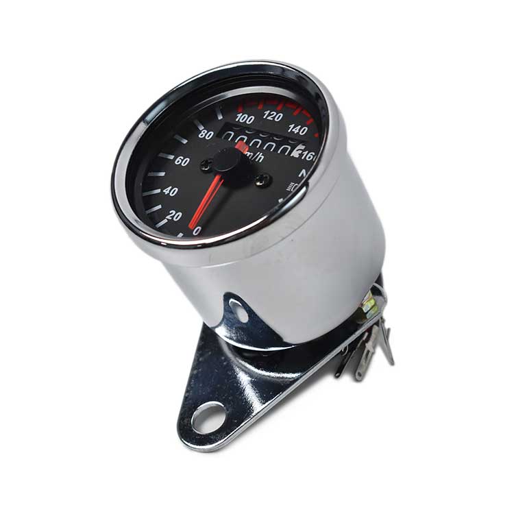 Mechanical 0-160km/h Motorcycle Speedometer - Black Plate