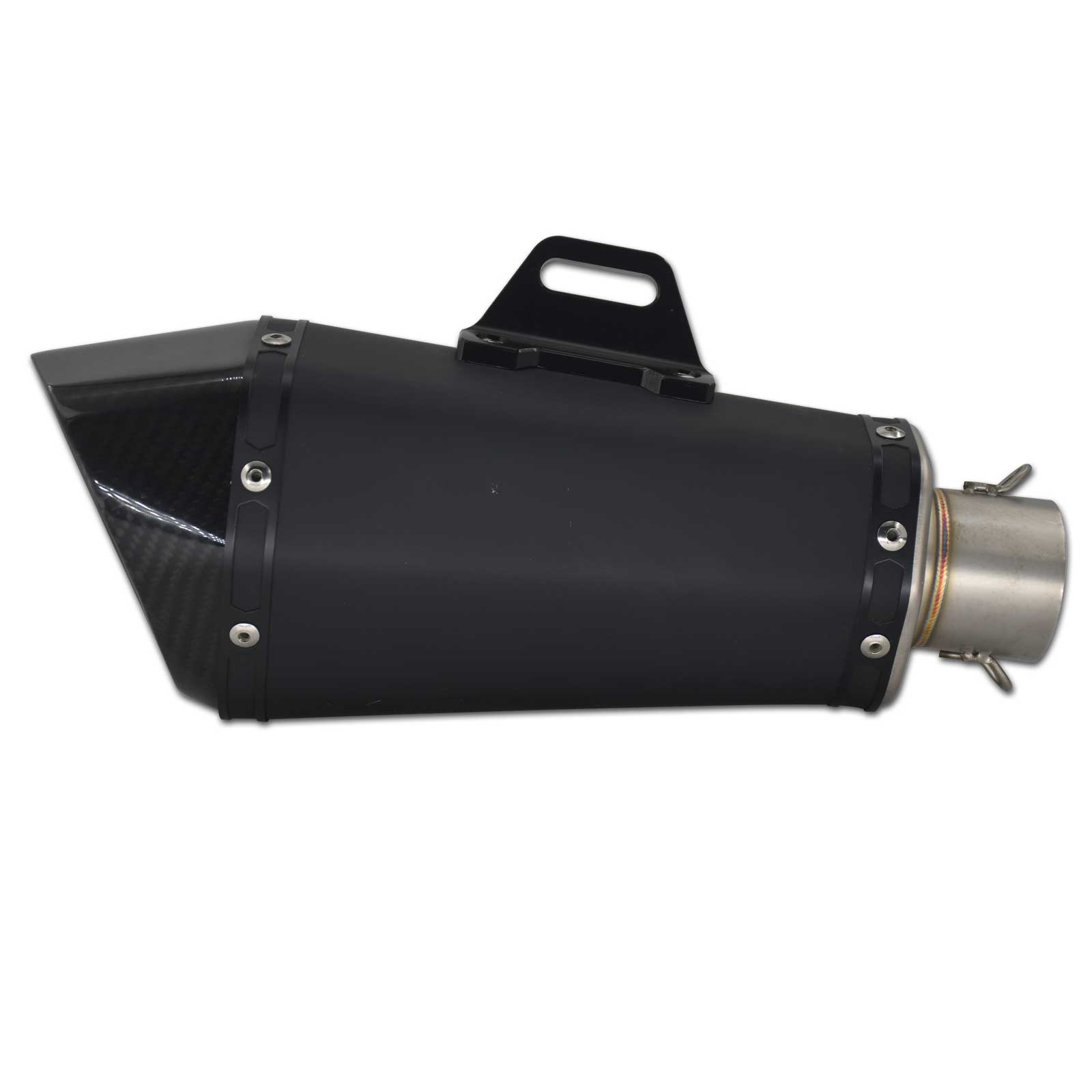 Universal Black Stainless Hexagonal Exhaust With Carbon End Cap