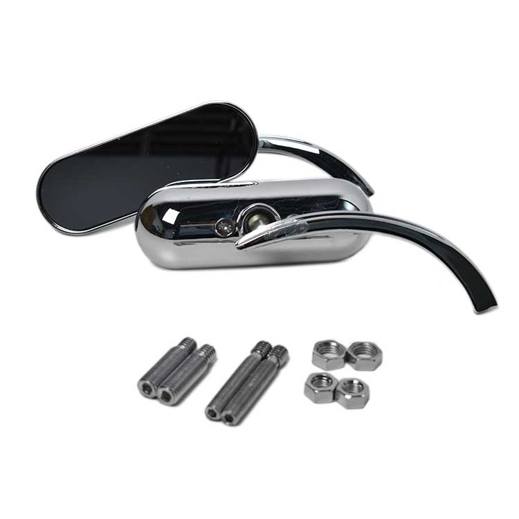 Retro Oval Rearview Side Mirrors For Harley - Chrome
