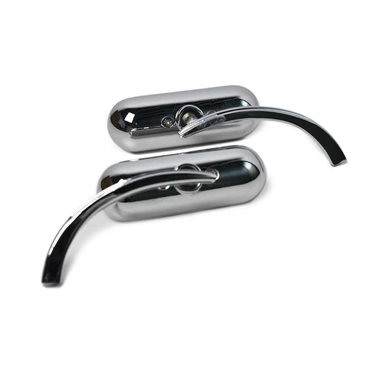 Retro Oval Rearview Side Mirrors For Harley - Chrome