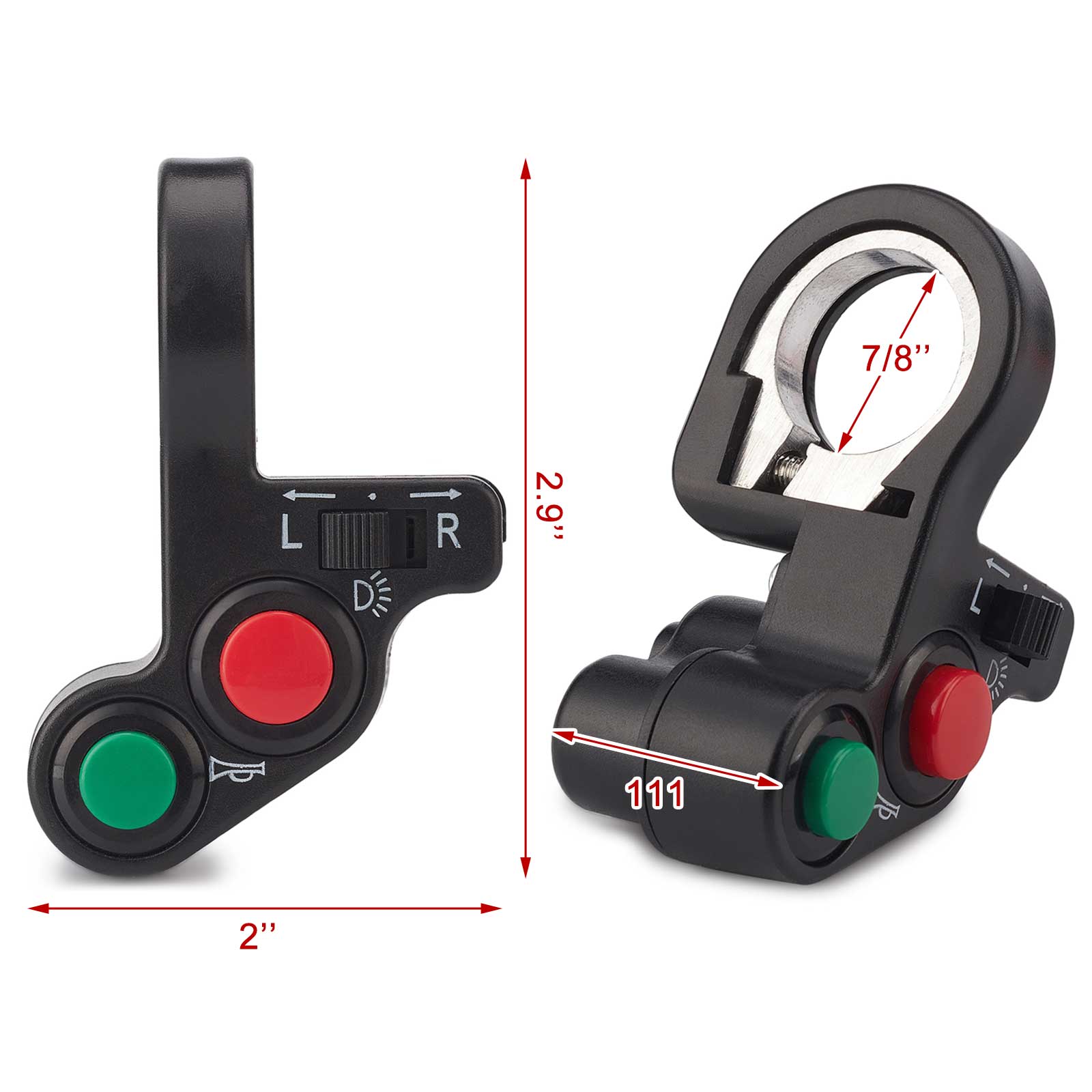 Universal 4 in 1 Motorcycle Handlebar Switch (Horn / Hi / Low / Turn Signals)