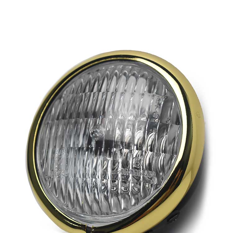 5'' 35W Halogen Motorcycle Headlight - Gold Bezel