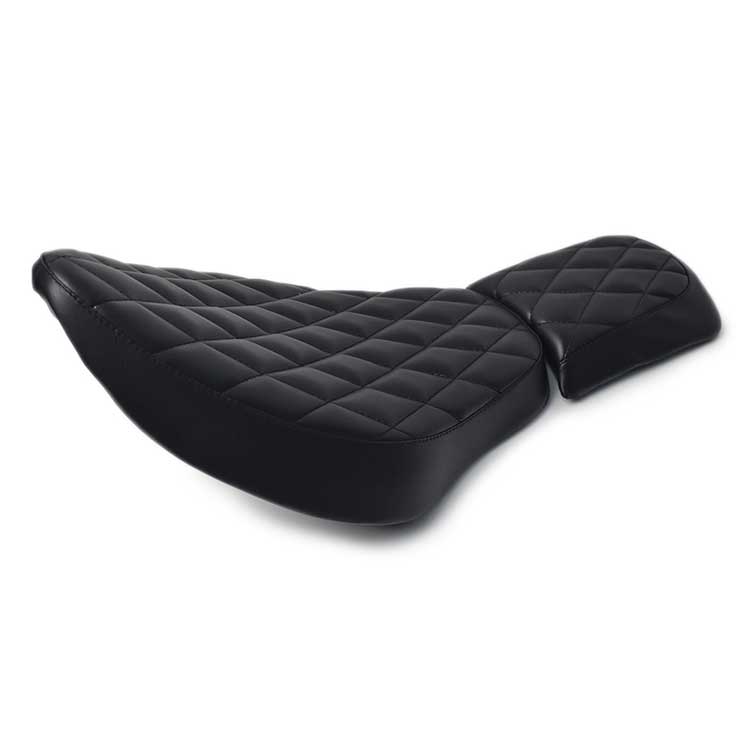 Black Two-up Seat For Harley Sportster 883/1200 - Diamond Stitch